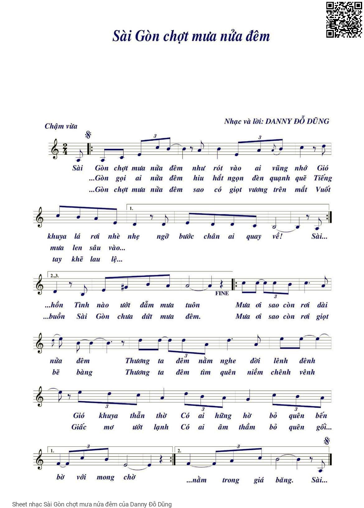 Sheet PDF of Sài Gòn chợt mưa nửa đêm