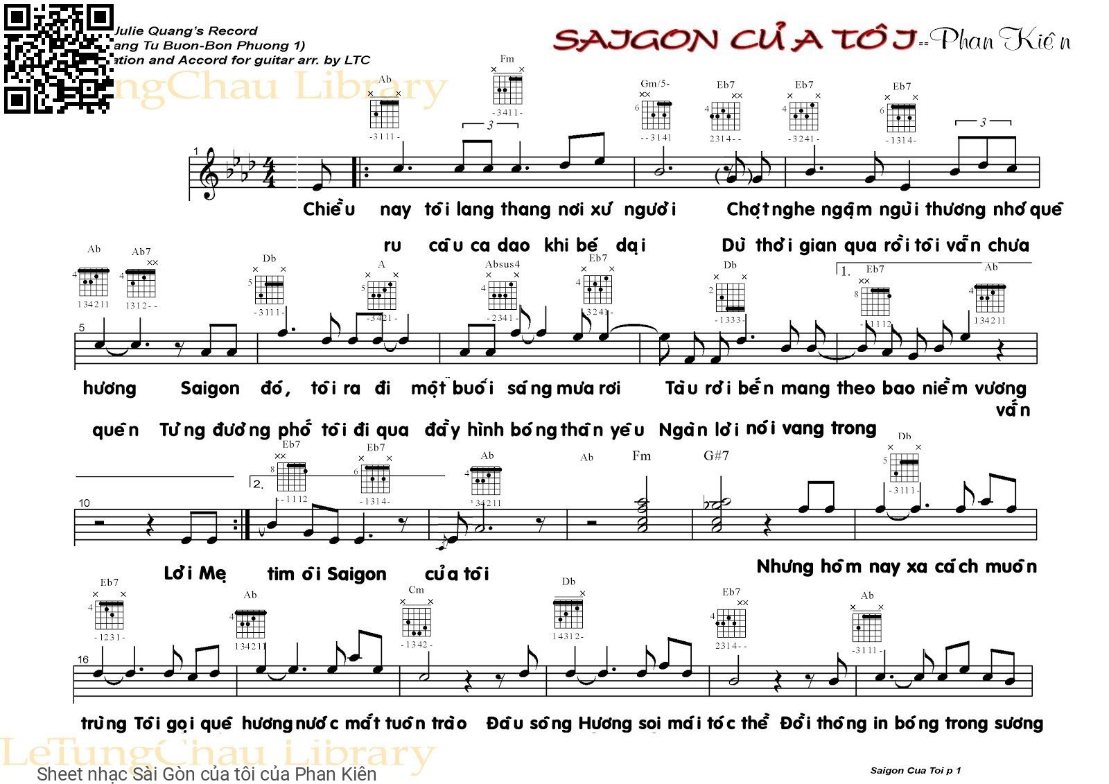 Sheet PDF of Sài Gòn của tôi