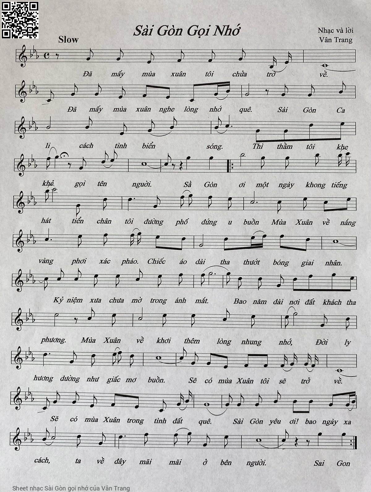 Sheet PDF of Sài Gòn gọi nhớ