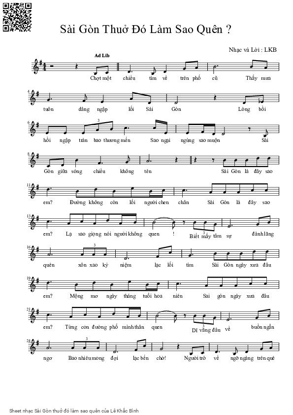 Sheet PDF of Sài Gòn thuở đó làm sao quên