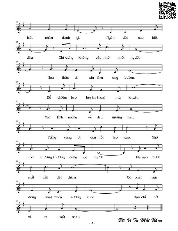 Page 2 of Sheet music PDF Bởi vì ta mất nhau - Nguyễn Đình Phùng