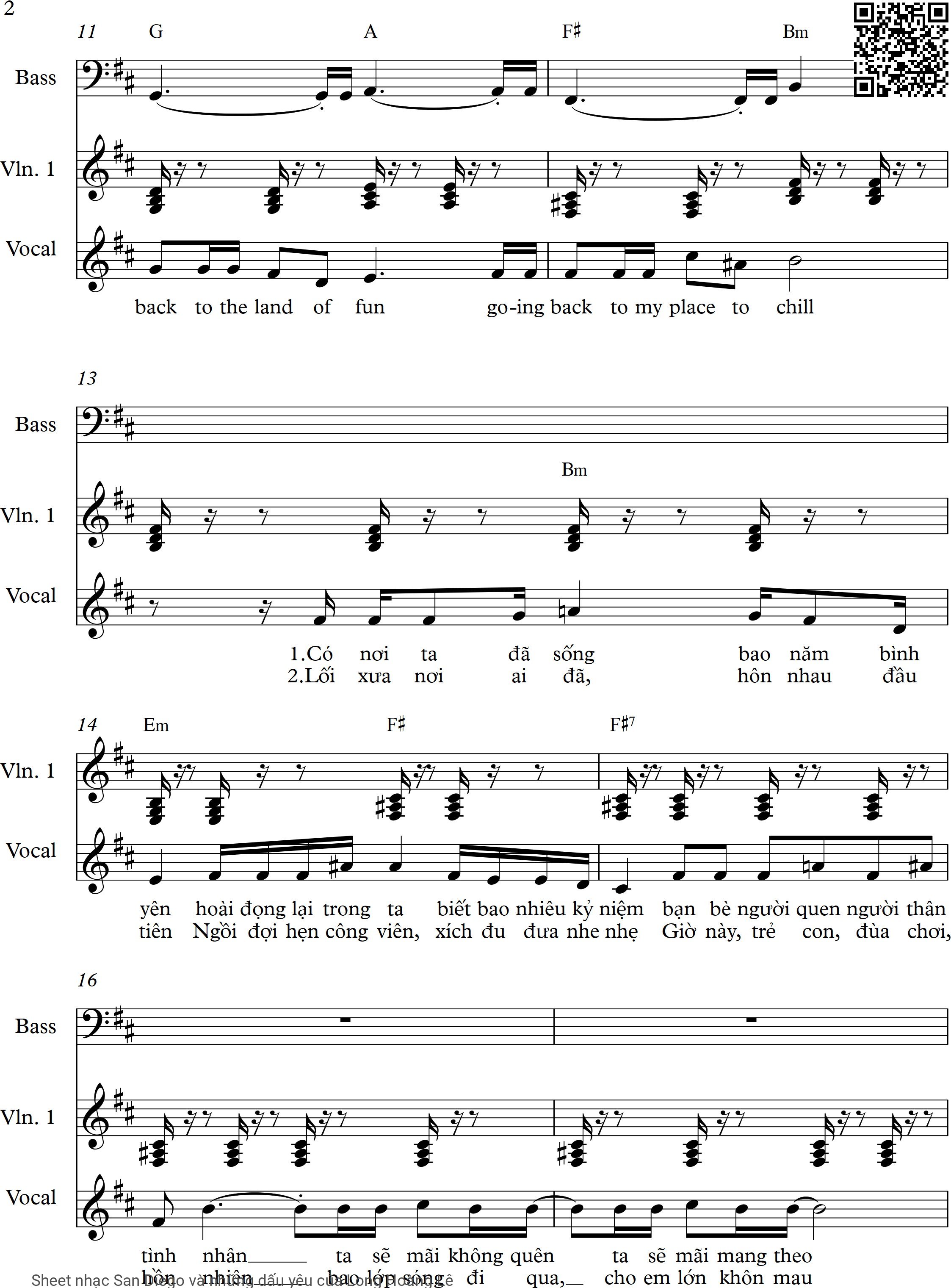 Page 2 of Sheet music PDF San Diego và những dấu yêu - Long Hoàng Lê