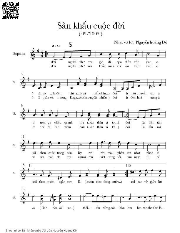 Sheet PDF of Sân khấu cuộc đời