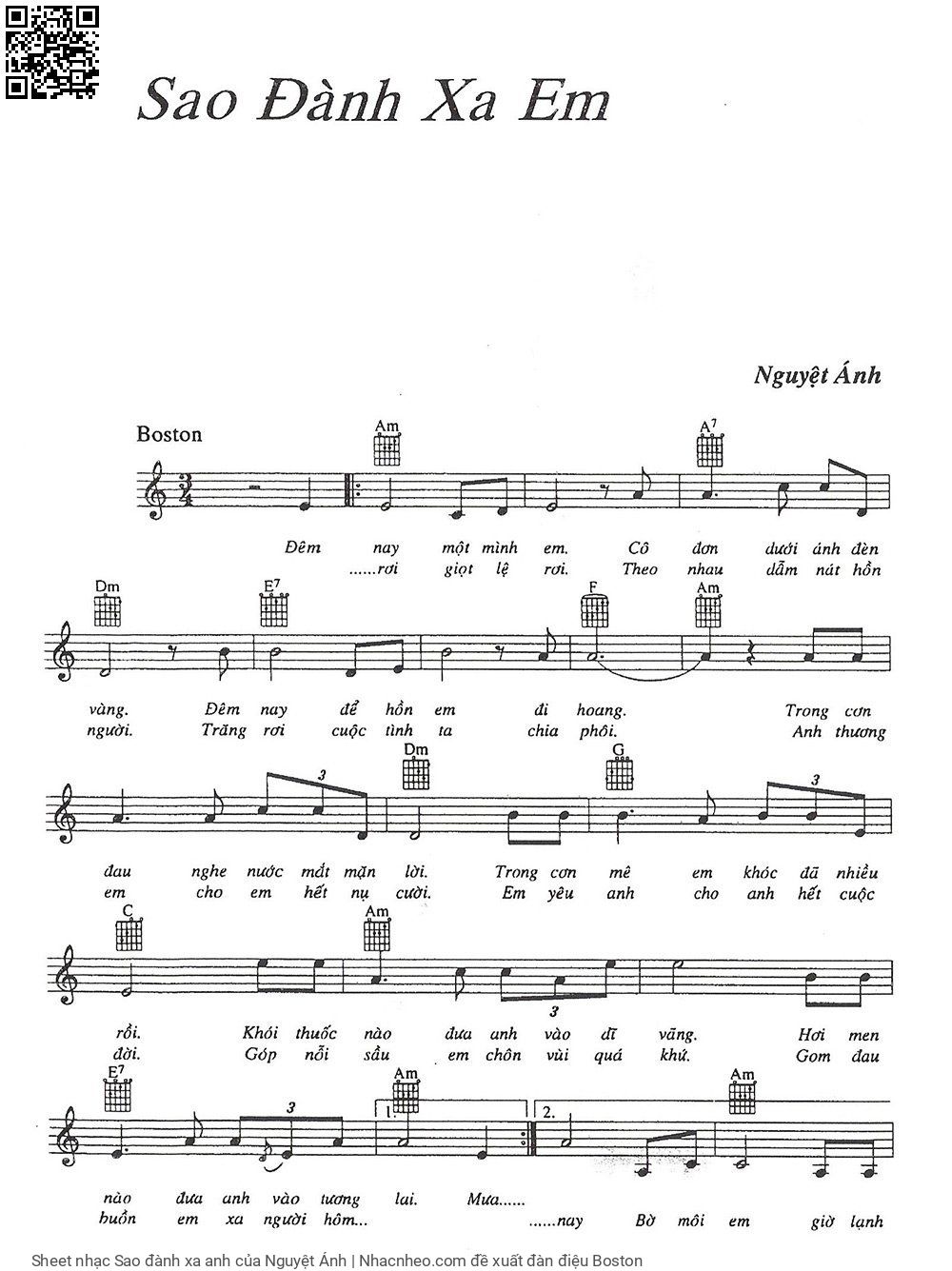 Sheet PDF of Sao đành xa anh