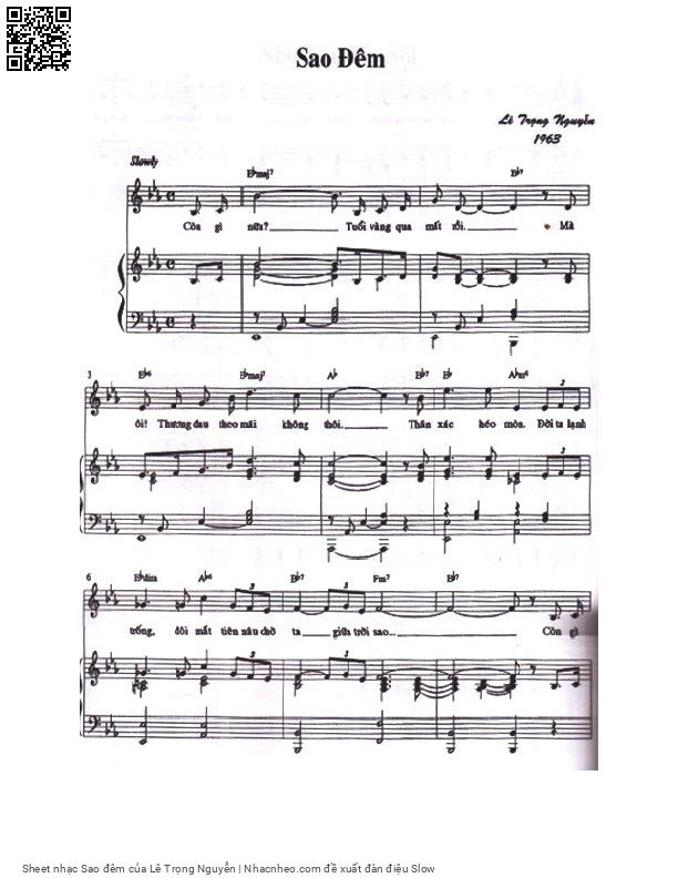 Page 2 of Sheet music PDF Sao đêm - Lê Trọng Nguyễn