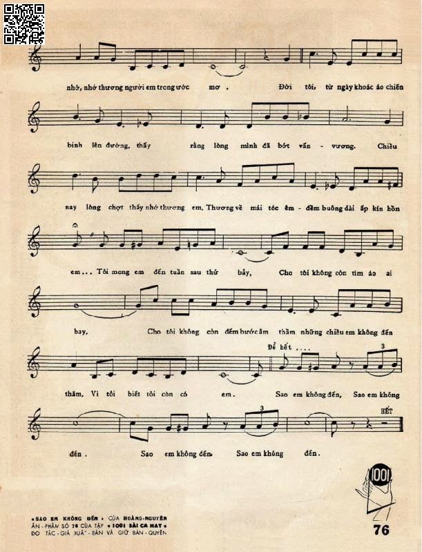 Page 3 of Sheet music PDF Sao em không đến - Hoàng Nguyên
