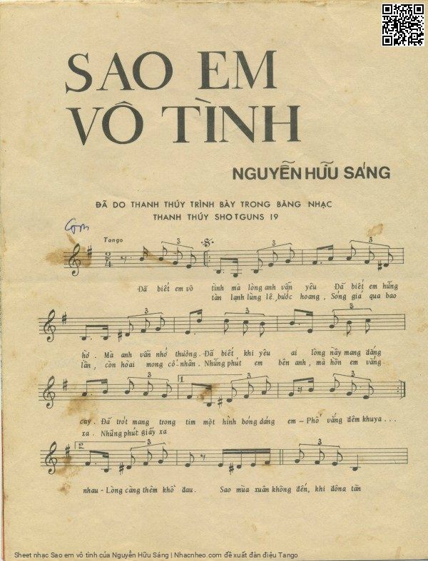 Page 1 of Sheet music PDF Sao em vô tình - Nguyễn Hữu Sáng