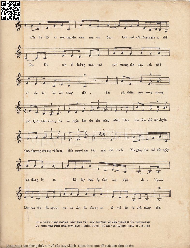 Page 3 of Sheet music PDF Sao không thấy anh về - Duy Khánh