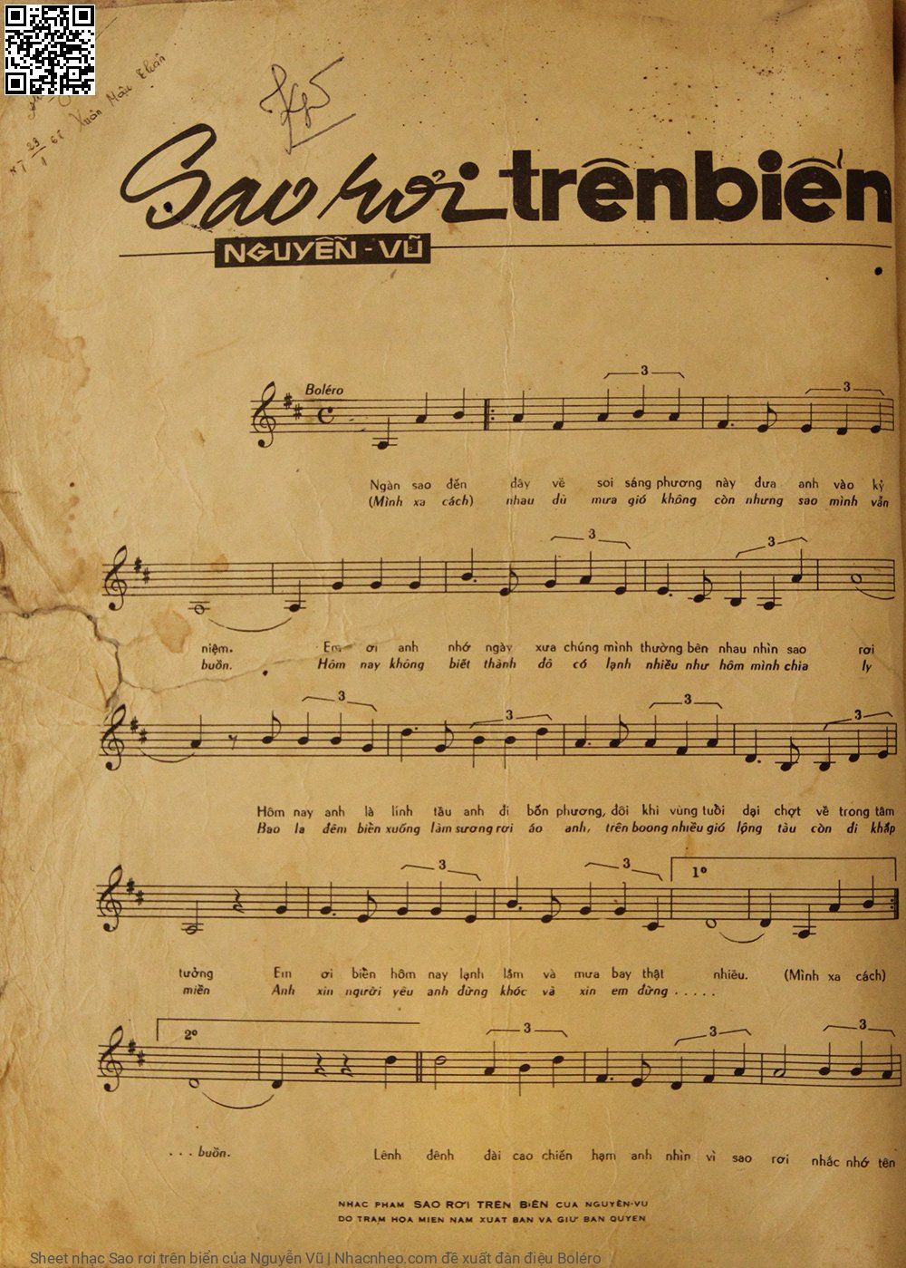Page 2 of Sheet music PDF Sao rơi trên biển - Nguyễn Vũ