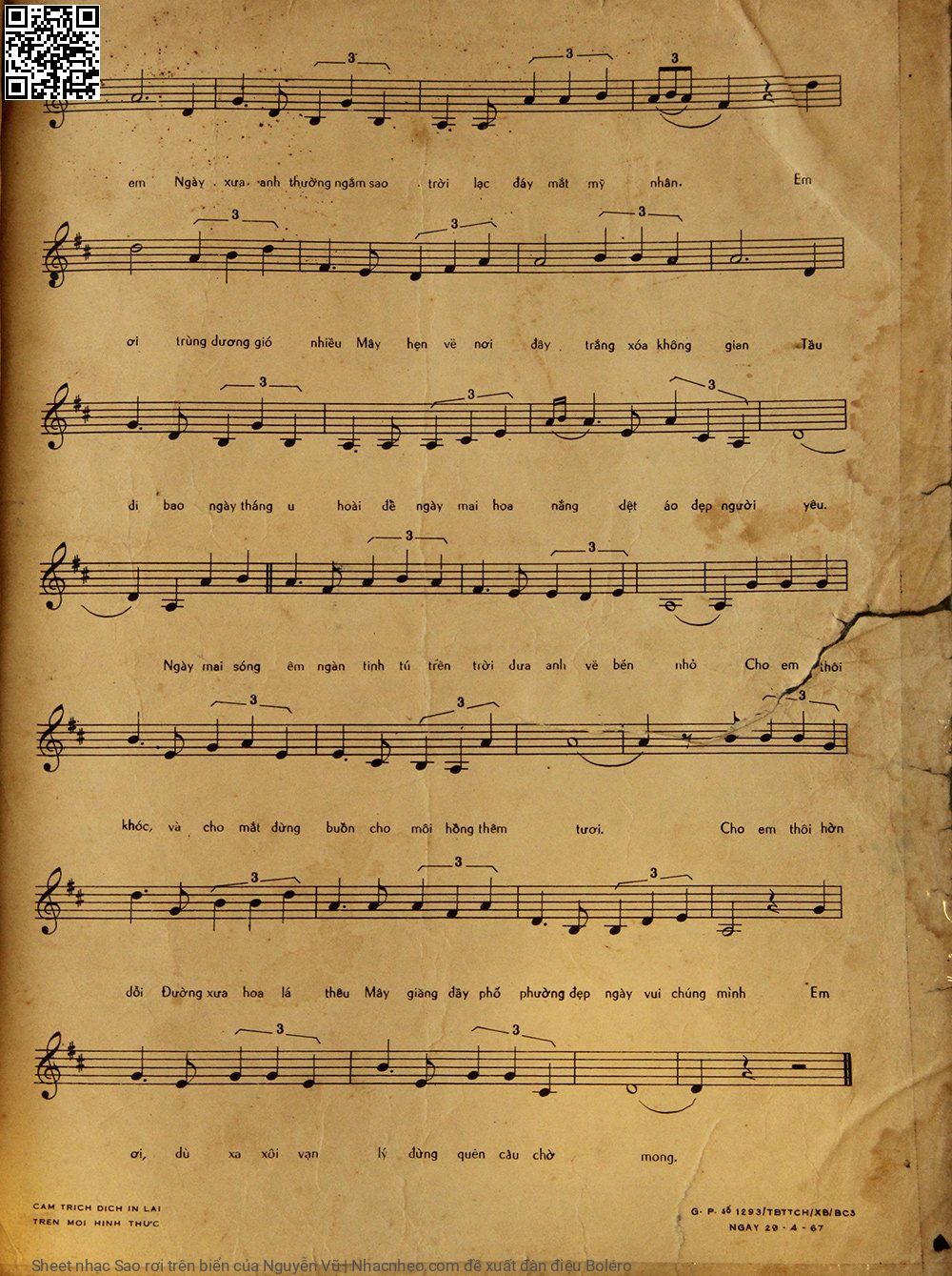 Page 3 of Sheet music PDF Sao rơi trên biển - Nguyễn Vũ