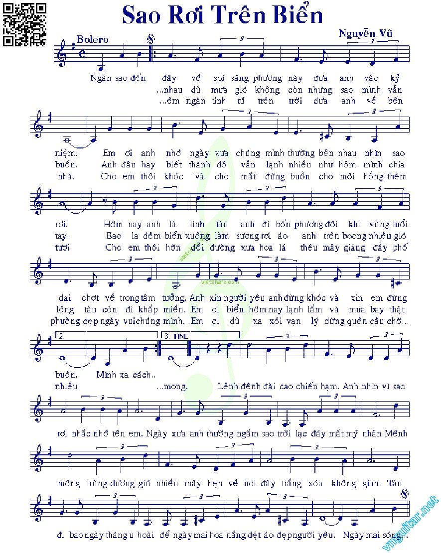 Page 5 of Sheet music PDF Sao rơi trên biển - Nguyễn Vũ