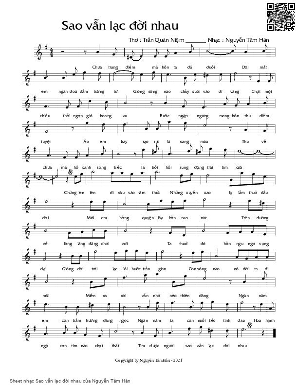 Sheet PDF of Sao vẫn lạc đời nhau