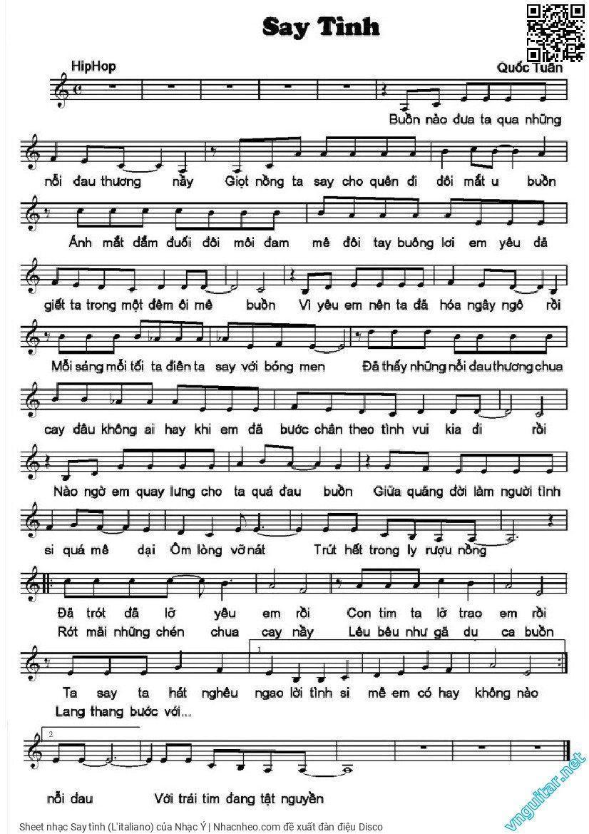 Sheet PDF of Say tình (L'italiano)