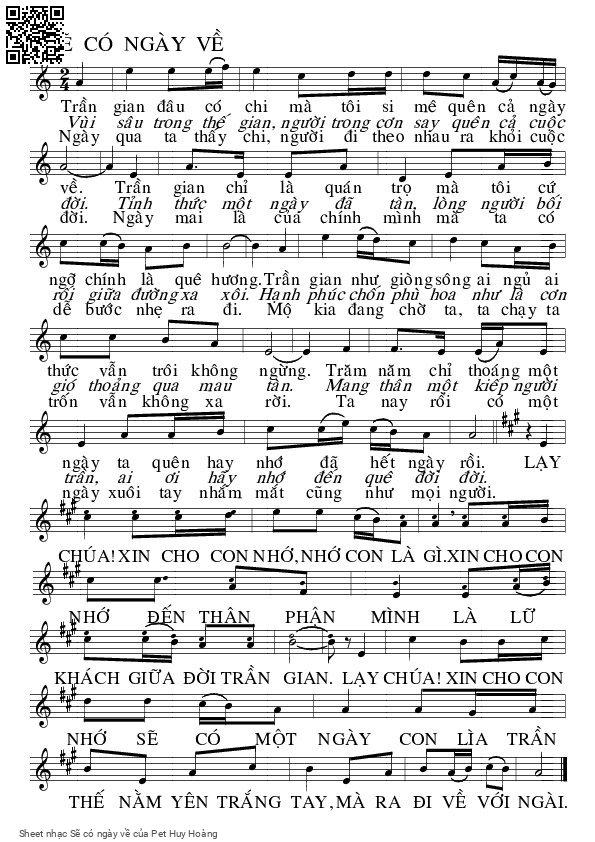 Sheet PDF of Sẽ có ngày về