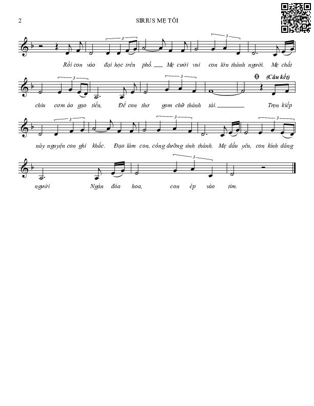 Page 2 of Sheet music PDF Sirius mẹ tôi - Nguyễn Doãn Cường