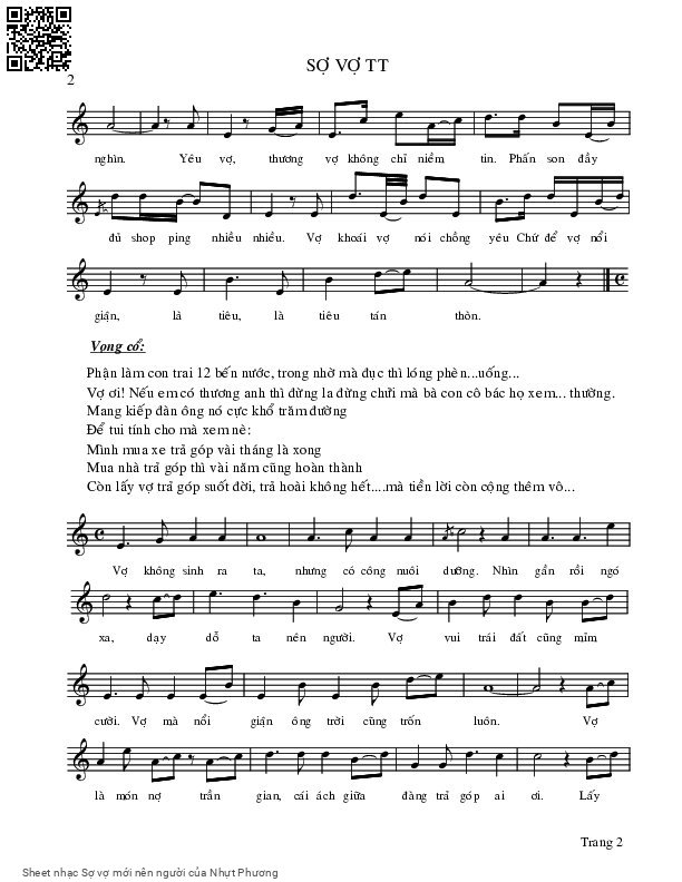 Page 2 of Sheet music PDF Sợ vợ mới nên người - Nhựt Phương