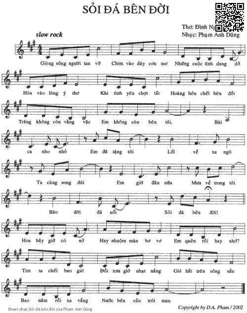 Page 1 of Sheet music PDF Sỏi đá bên đời - Phạm Anh Dũng
