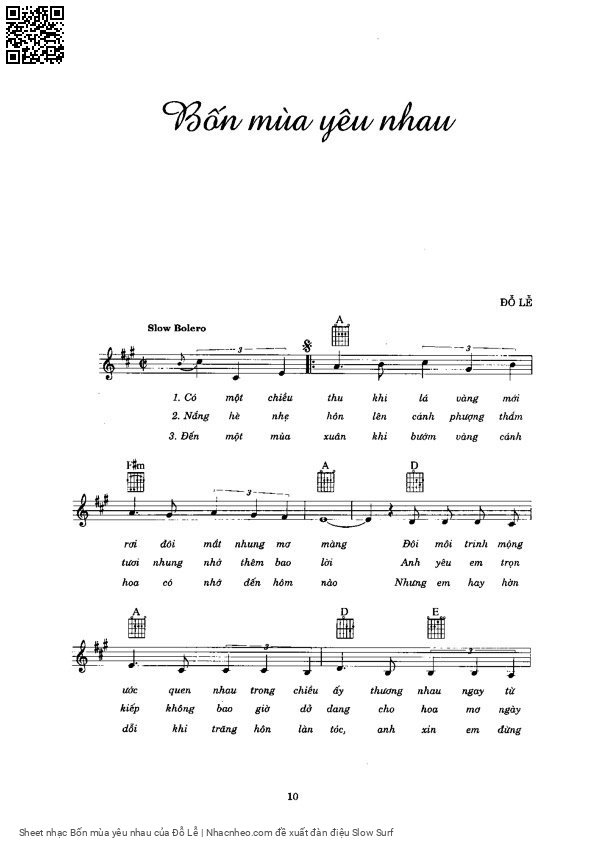 Sheet PDF of Bốn mùa yêu nhau