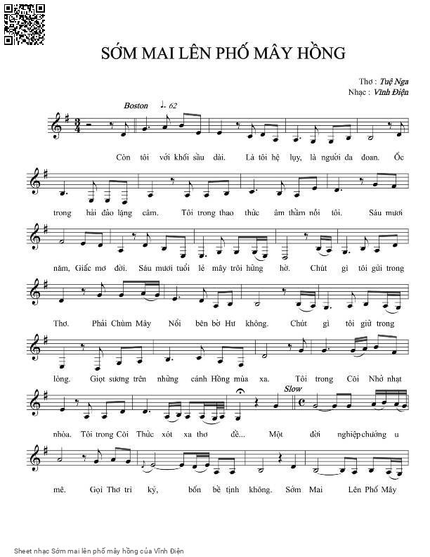 Sheet PDF of Sớm mai lên phố mây hồng