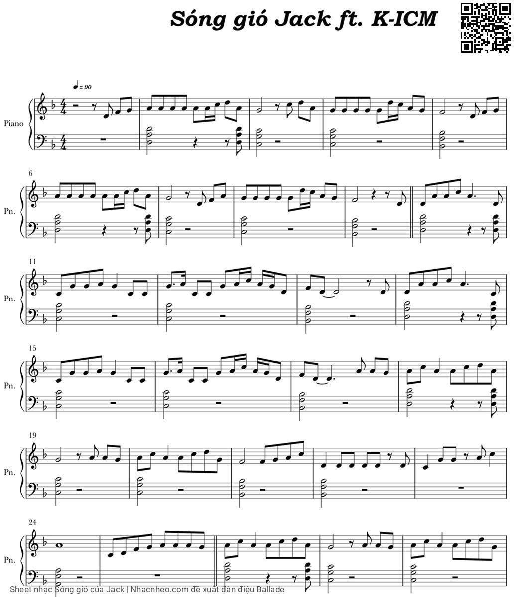 Sheet PDF of Sóng gió - Jack