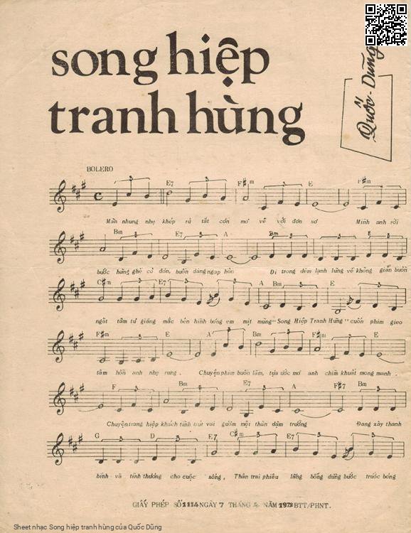 Sheet PDF of Song hiệp tranh hùng