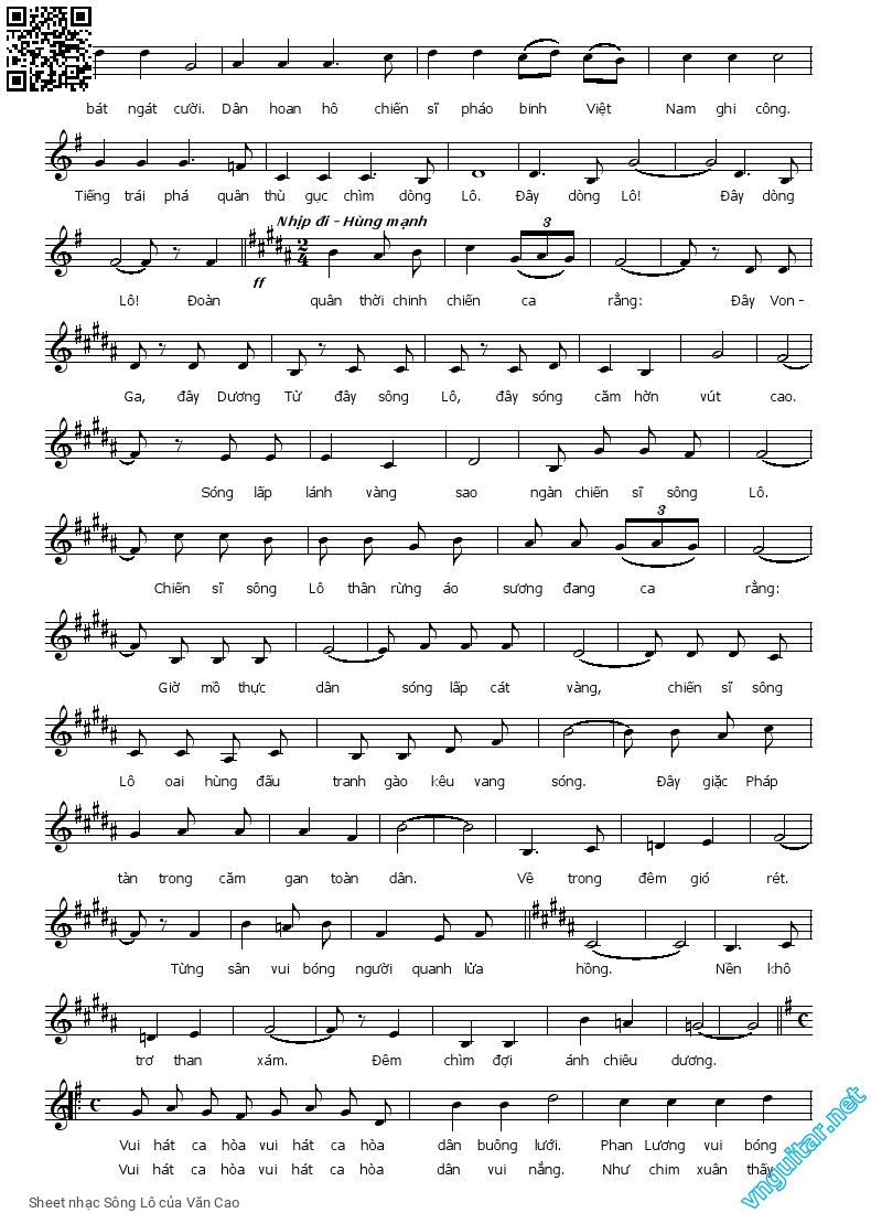 Page 2 of Sheet music PDF Sông Lô - Văn Cao