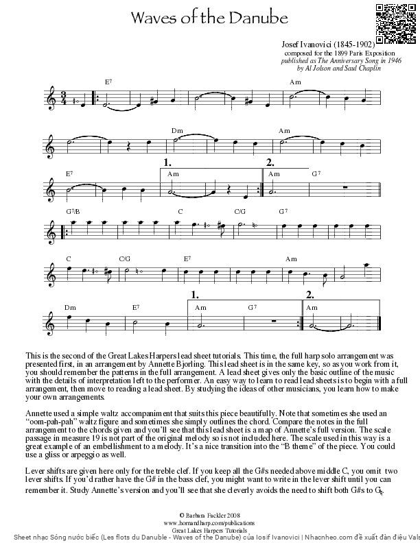 Sheet PDF of Sóng nước biếc (Les flots du Danuble - Waves of the Danube)