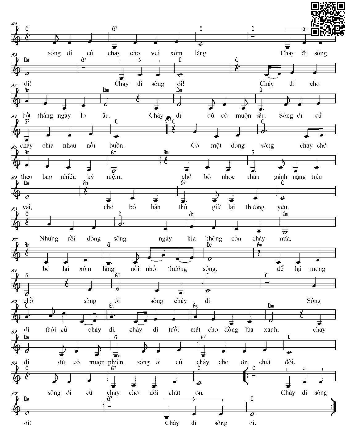 Page 2 of Sheet music PDF Sông ơi chảy đi - Võ Tường Trình