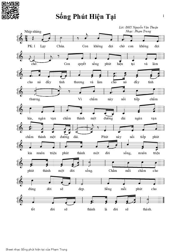 Sheet PDF of Sống phút hiện tại