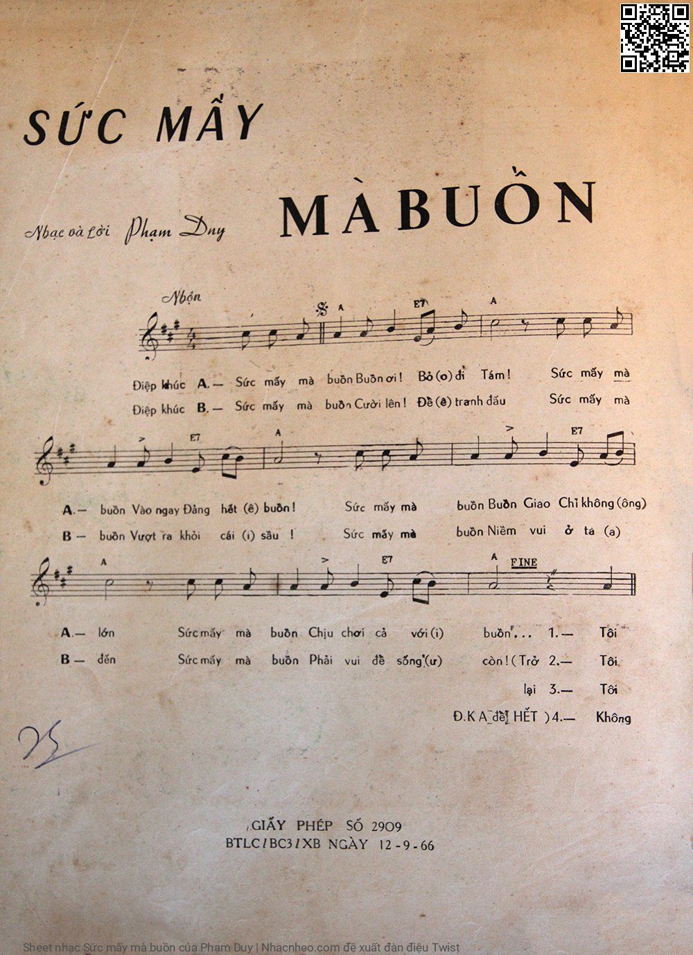 Page 2 of Sheet music PDF Sức mấy mà buồn - Phạm Duy