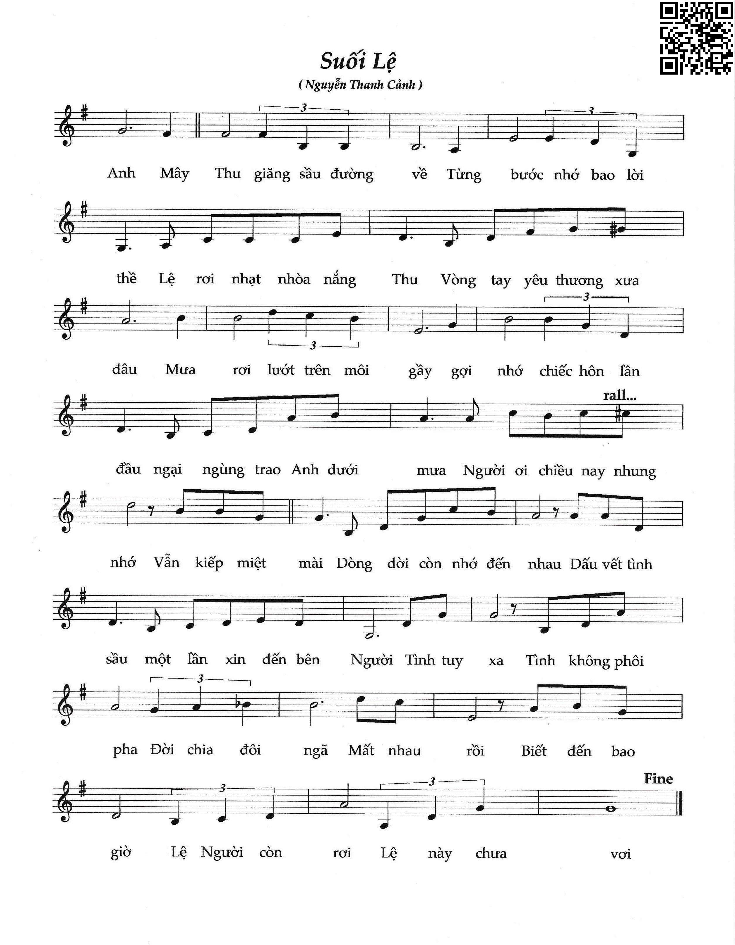 Page 2 of Sheet music PDF Suối lệ - Nguyễn Thanh Cảnh