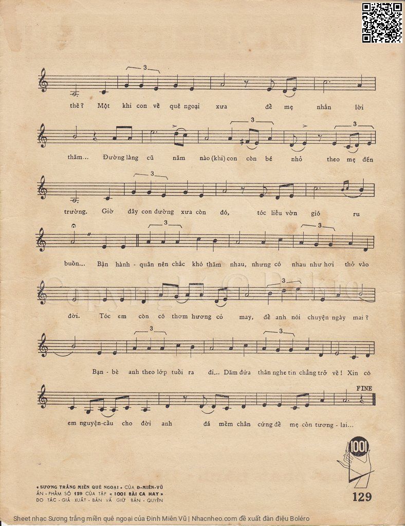 Page 3 of Sheet music PDF Sương trắng miền quê ngoại - Đinh Miên Vũ
