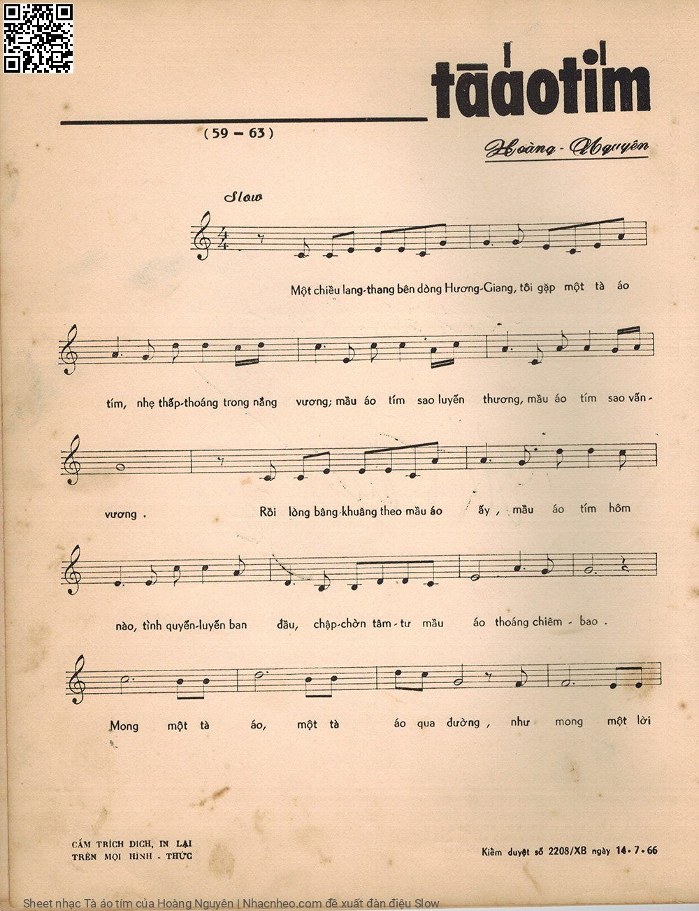 Page 2 of Sheet music PDF Tà áo tím - Hoàng Nguyên