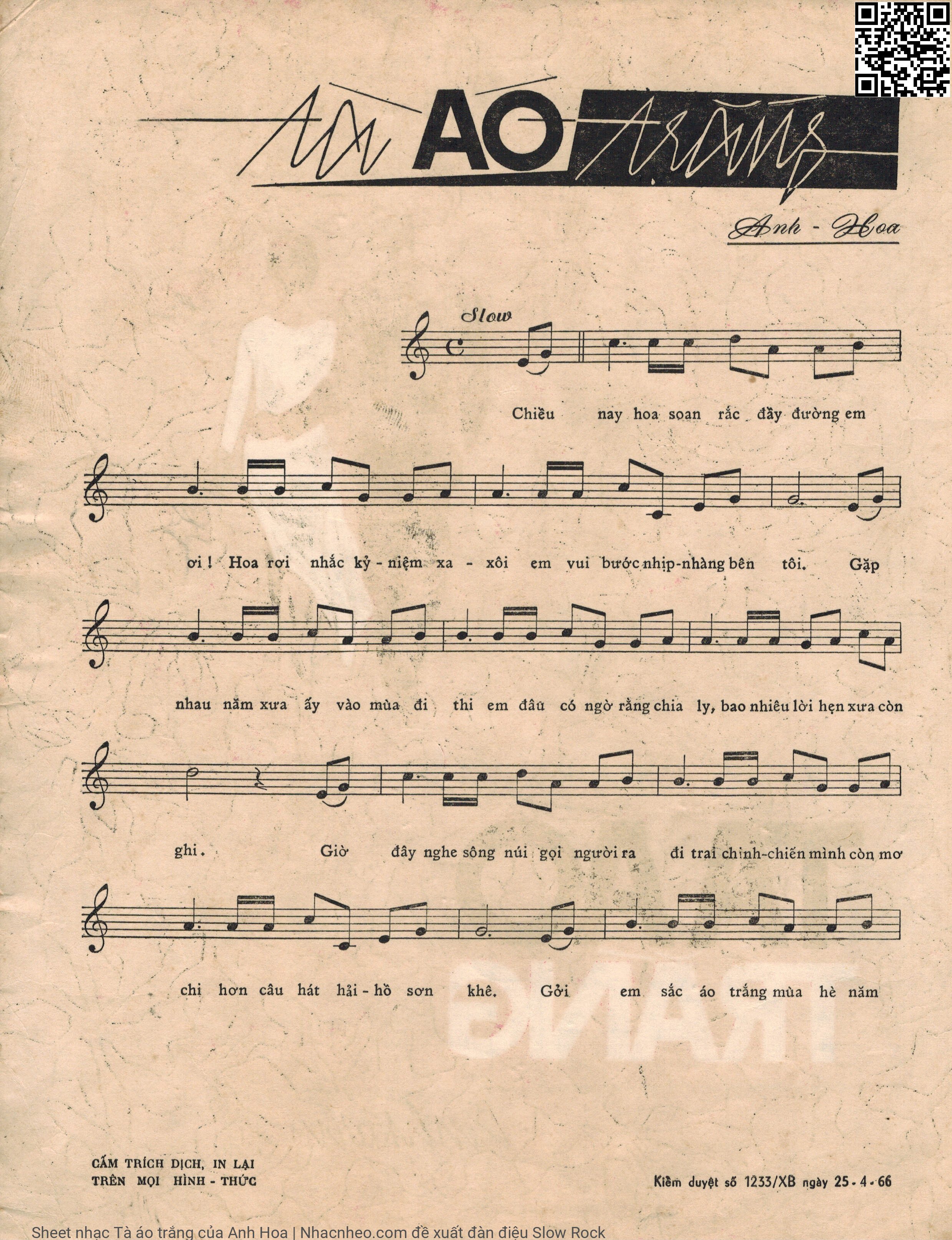 Page 2 of Sheet music PDF Tà áo trắng - Anh Hoa