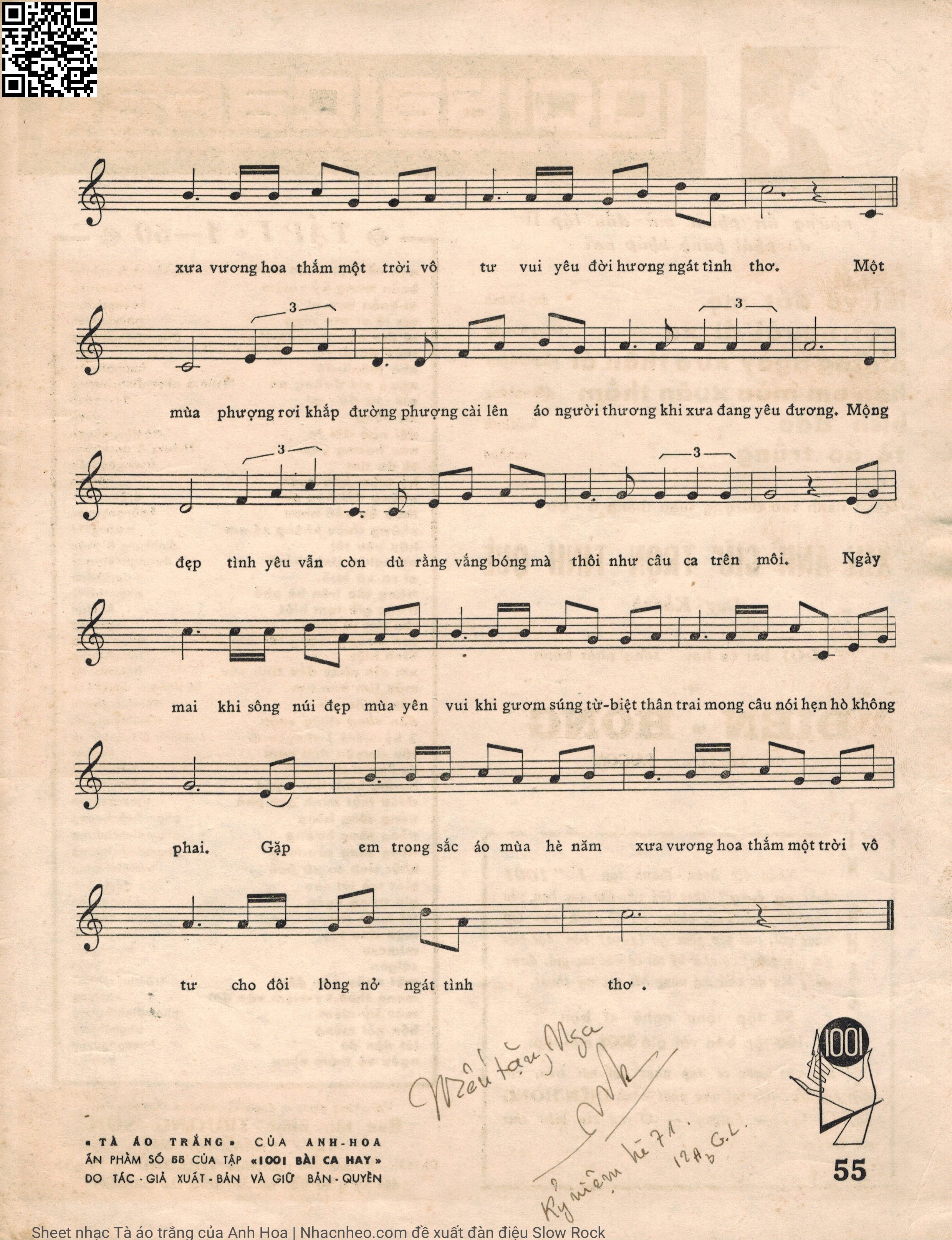 Page 3 of Sheet music PDF Tà áo trắng - Anh Hoa