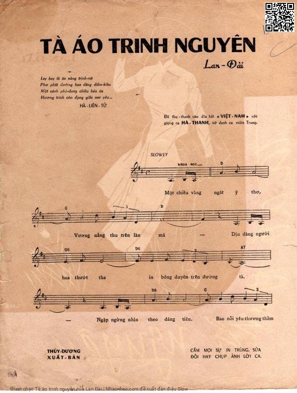 Page 2 of Sheet music PDF Tà áo trinh nguyên - Lan Đài