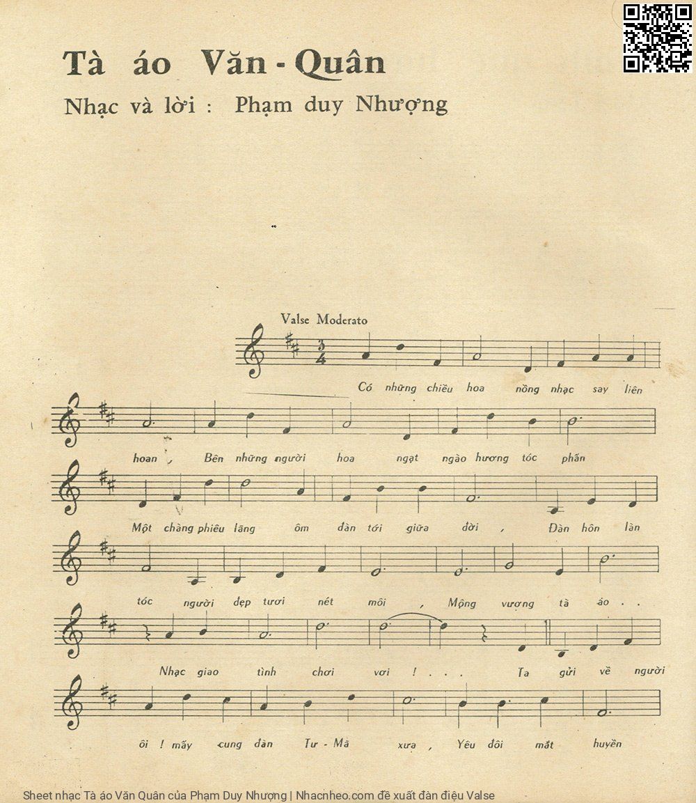 Page 1 of Sheet music PDF Tà áo Văn Quân - Phạm Duy Nhượng