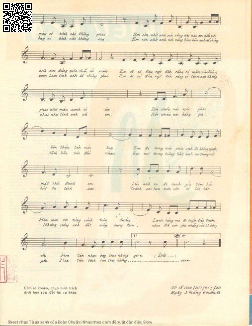 Page 3 of Sheet music PDF Tà áo xanh - Đoàn Chuẩn