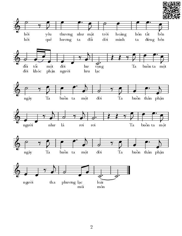 Page 2 of Sheet music PDF Ta buồn một đời - Lê Tín Hương