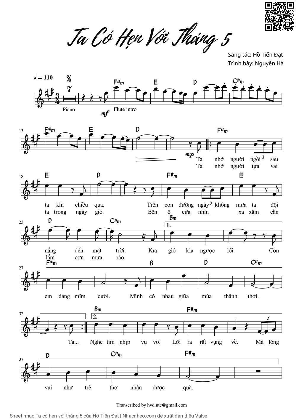 Page 1 of Sheet music PDF Ta có hẹn với tháng 5 - Hồ Tiến Đạt