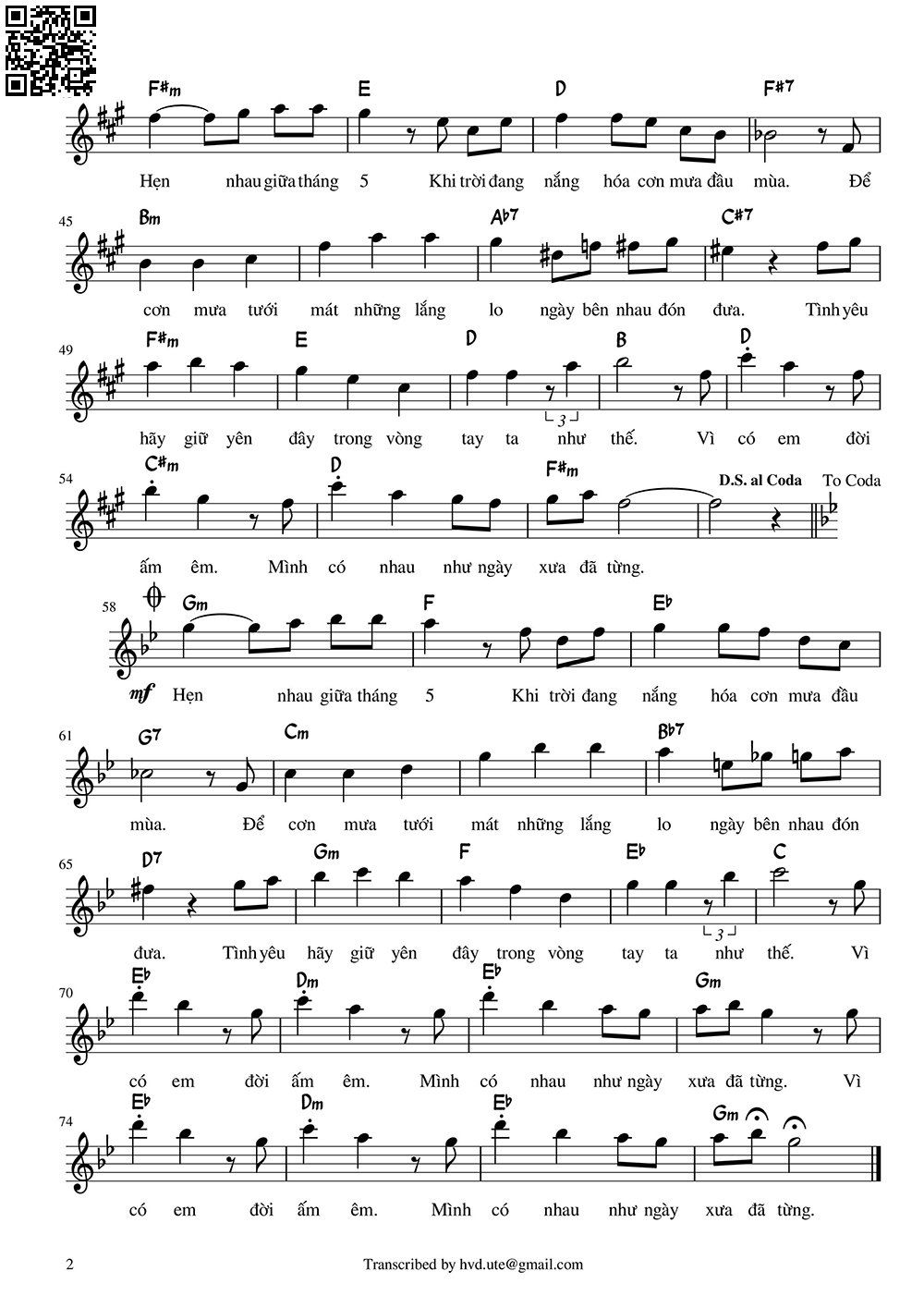 Page 2 of Sheet music PDF Ta có hẹn với tháng 5 - Hồ Tiến Đạt