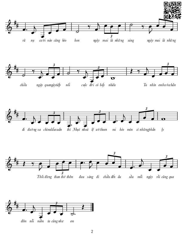 Page 2 of Sheet music PDF Ta có vui đâu - Lê Tín Hương