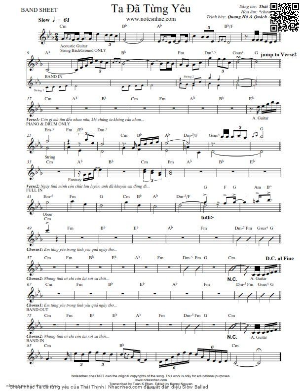 Sheet PDF of Ta đã từng yêu