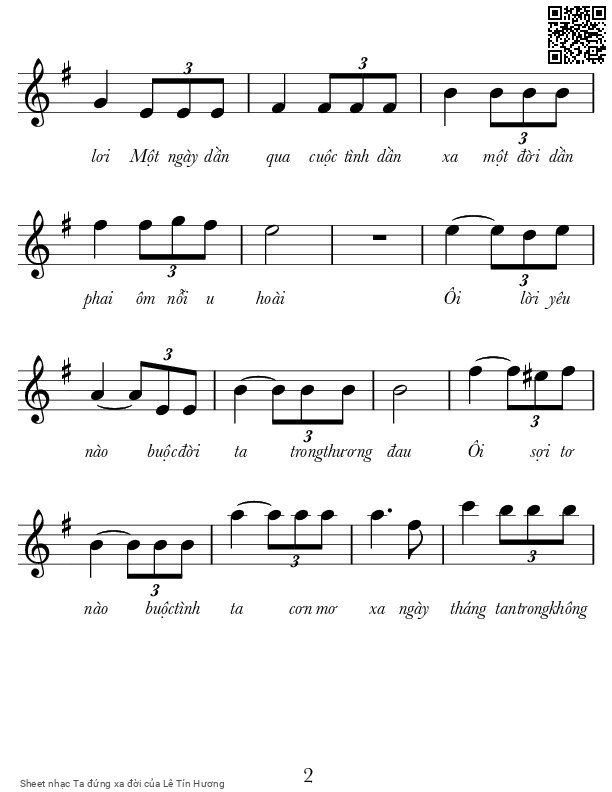Page 2 of Sheet music PDF Ta đứng xa đời - Lê Tín Hương