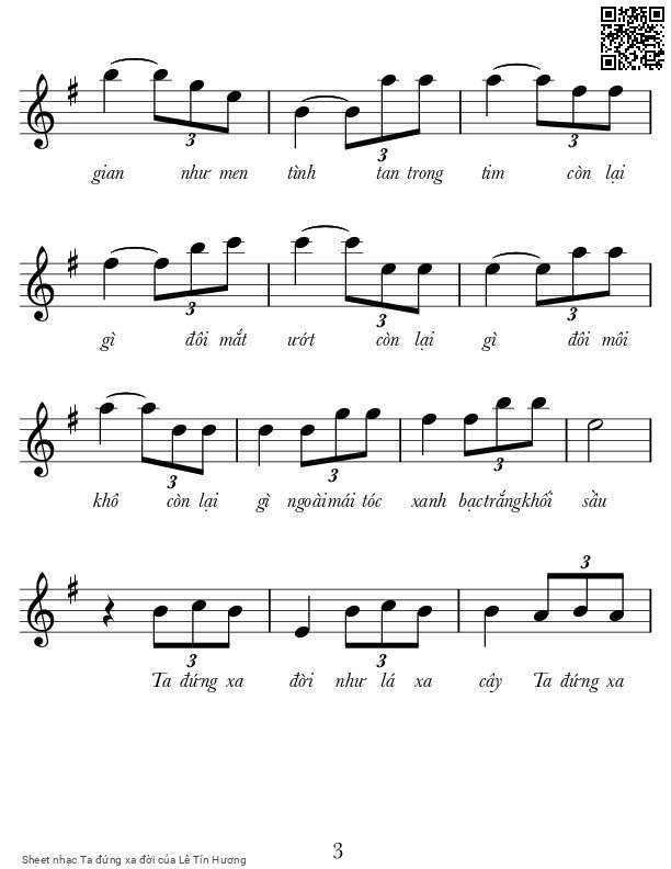 Page 3 of Sheet music PDF Ta đứng xa đời - Lê Tín Hương
