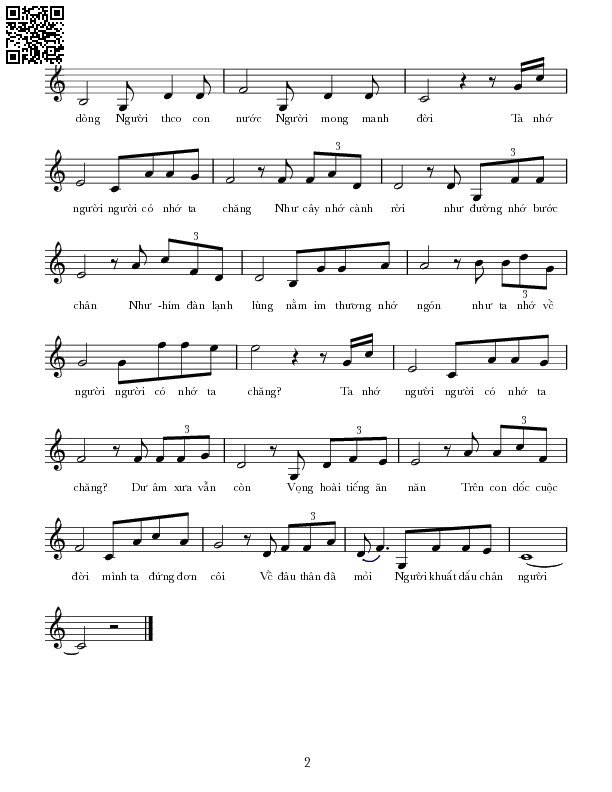 Page 2 of Sheet music PDF Ta nhớ người - Lê Tín Hương