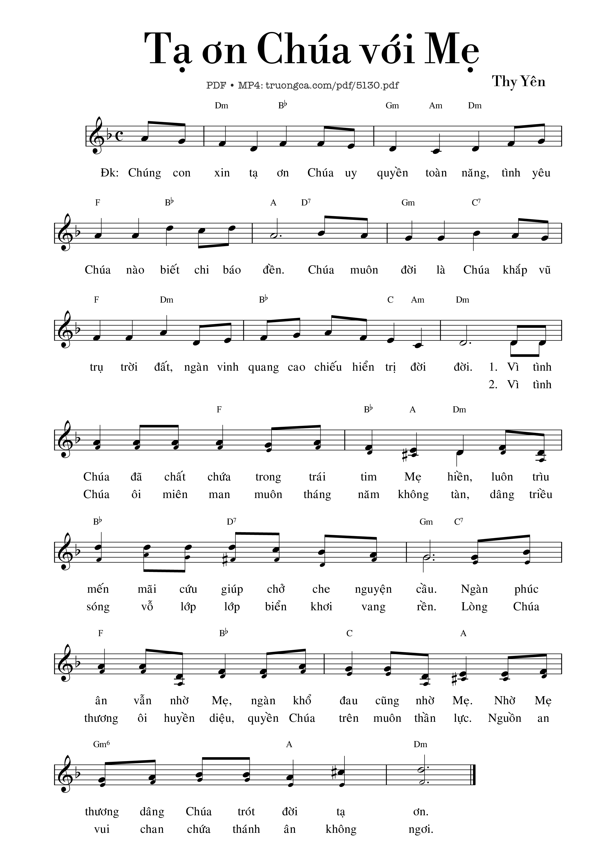 Sheet PDF of Tạ ơn Chúa với Mẹ