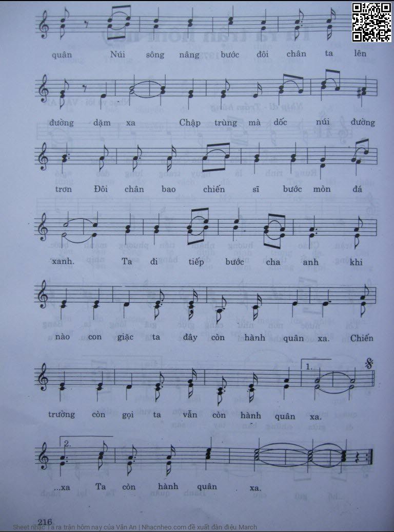 Page 2 of Sheet music PDF Ta ra trận hôm nay - Văn An