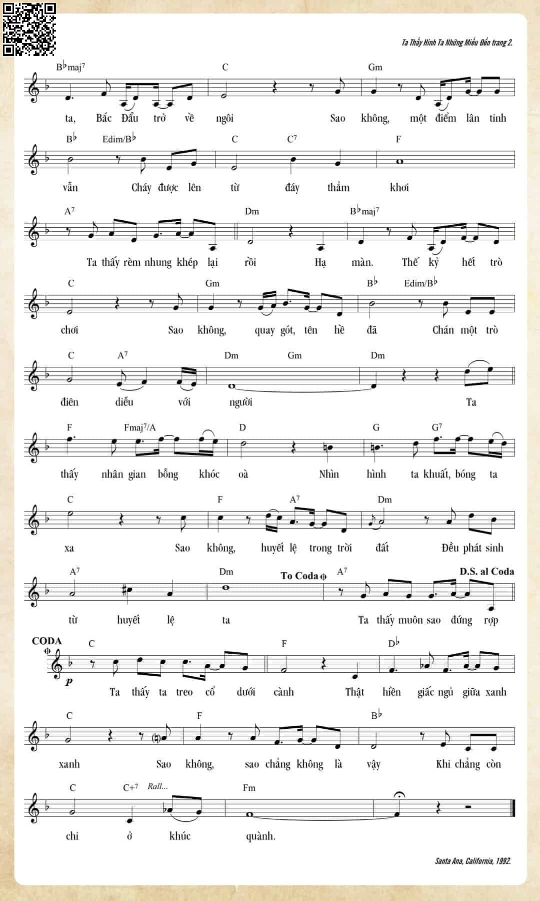 Page 2 of Sheet music PDF Ta thấy hình ta những miếu đền - Trần Duy Đức