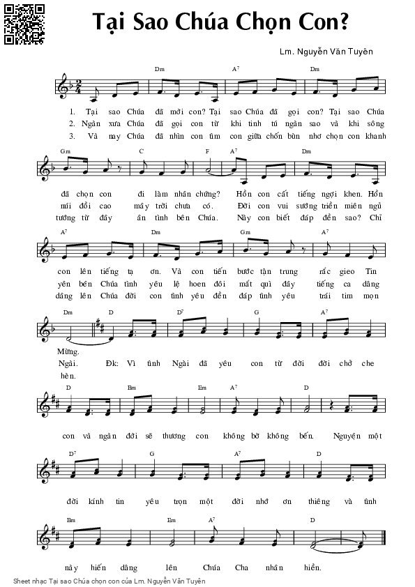 Sheet PDF of Tại sao Chúa chọn con